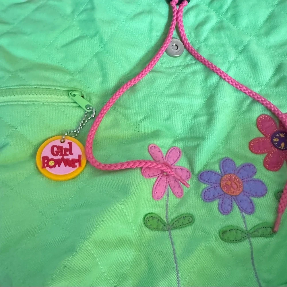 Stephen Joseph Signature Mini Backpack Drawstring Pink & Green Flowers Caraline